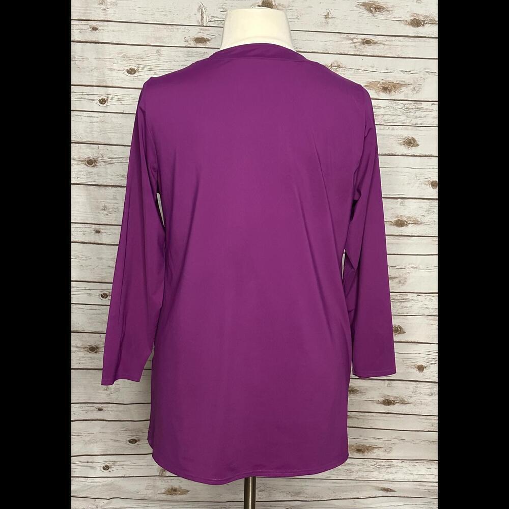 Lands' End purple embroidered V-neck tunic Size 1X - Picture 6 of 7